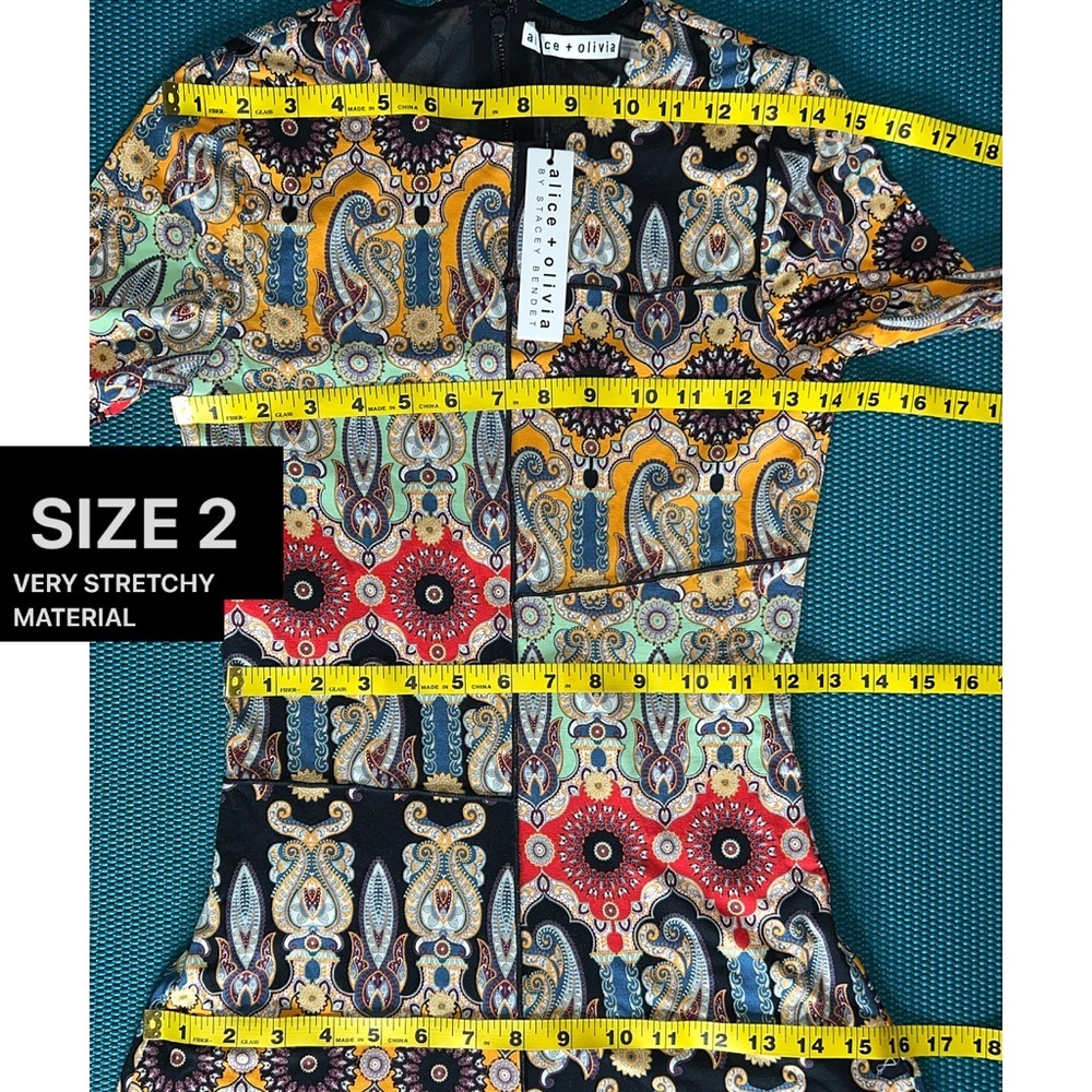 Alice + Olivia Delora Boho Print Floral Paisley Mini Dress - Picture 9 of 16
